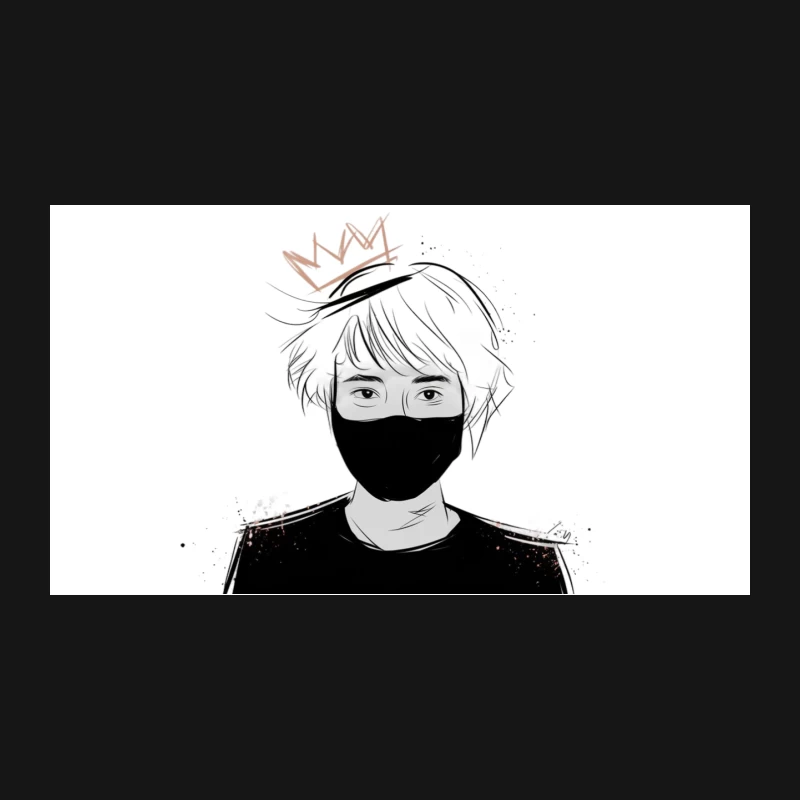 Anime-Style Illustration of Masked Figure with Crown Desk Mat