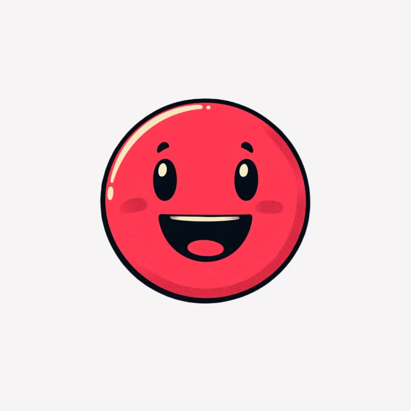 Cheerful Red Cartoon Emoji Smiley Face Female T-Shirt