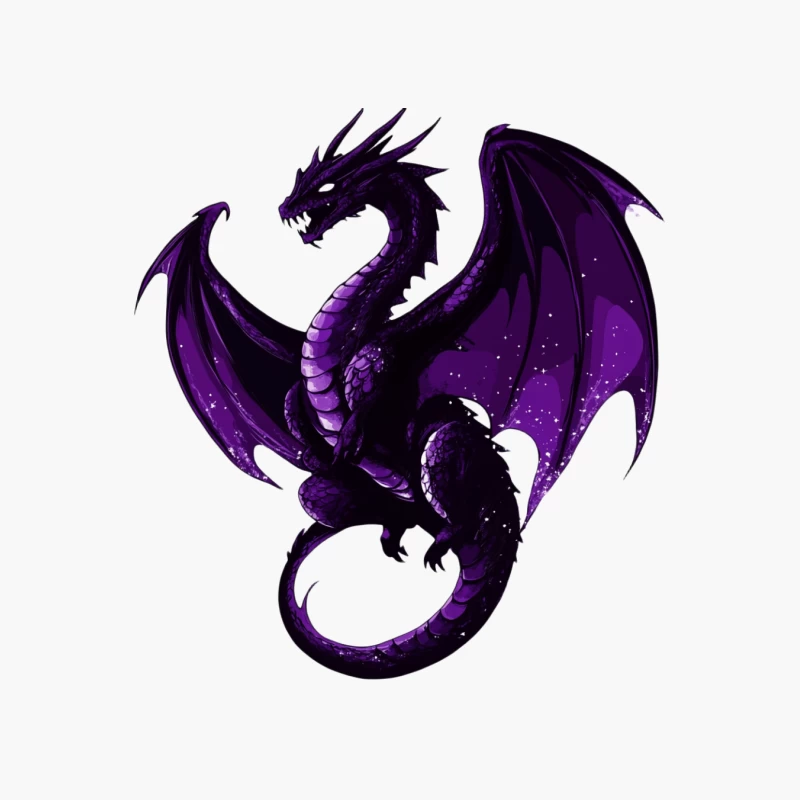 Majestic Purple Dragon in Starry Fantasy Realm Cotton Tote Bag