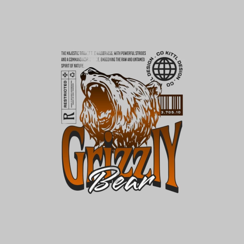 Design graphique d'un ours Grizzly Homme Manches Longues T-Shirt