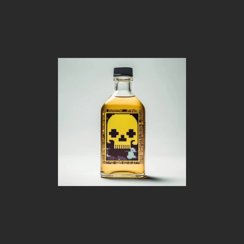 Pixel Art Skull Liquor Bottle with Retro Gaming Design Baseball Cap