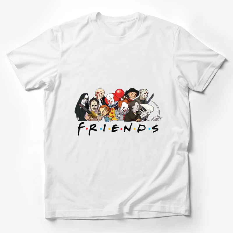 Horror Characters Parodying Friends Male T-Shirt