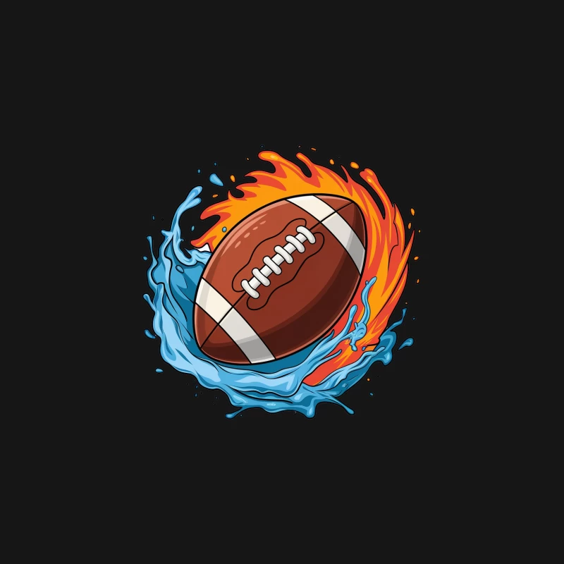 Dynamic American Football with Fire and Water Elements Female Long Sleeve T-Shirt