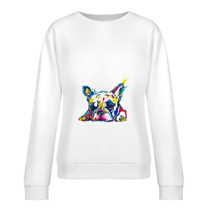 Bunter französischer Bulldoggen-Kunst Damen Pullover Sweatshirt