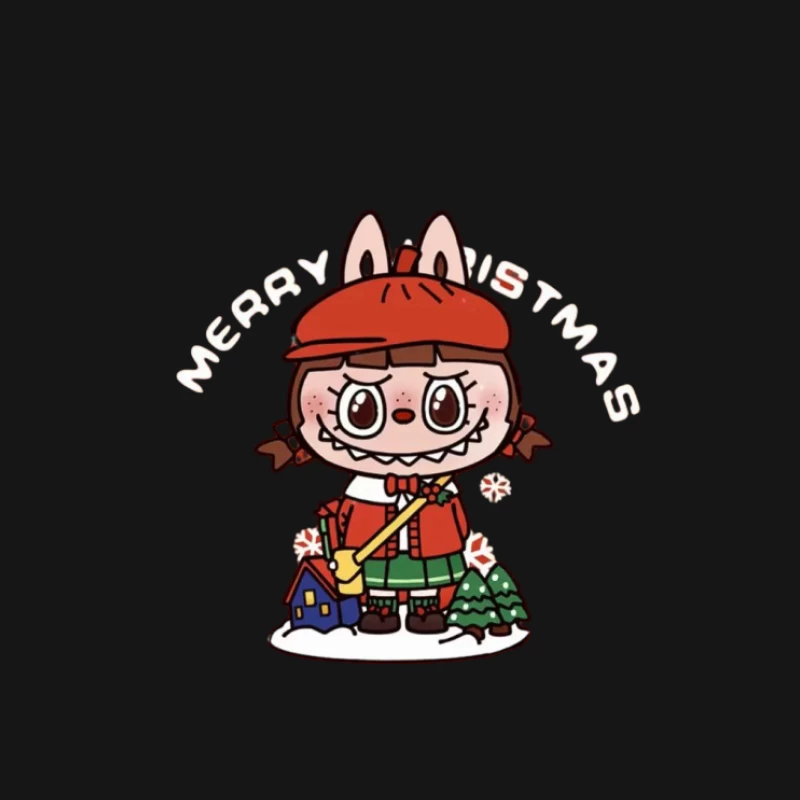 Niedliches festliches Mädchen mit Weihnachtsgruß Herren Langarm T-Shirt