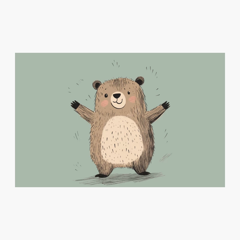 Cheerful Cartoon Bear: Cute Hand-Drawn Children's Illustration Travel Mug