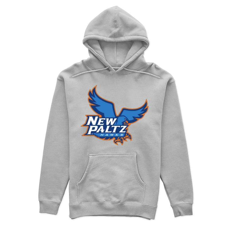 New Paltz Hawks Athletic Logo with Blue Hawk Mascot Female Pullover Hoodie