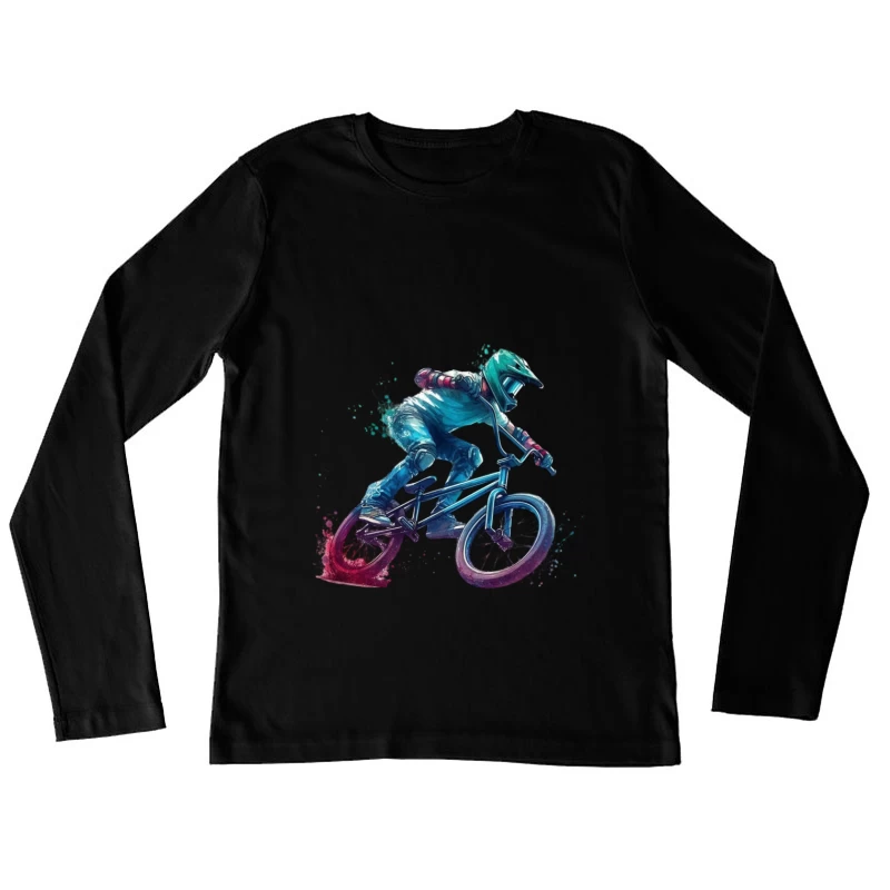 Dynamic BMX Biker in Action Female Long Sleeve T-Shirt
