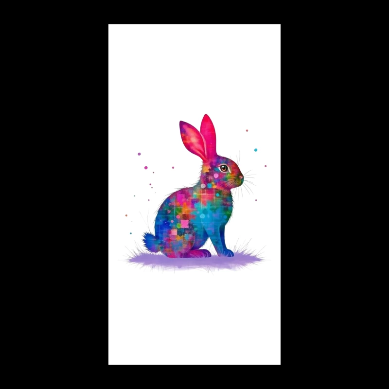 Vibrant Watercolor Geometric Rabbit Art iPhone Case