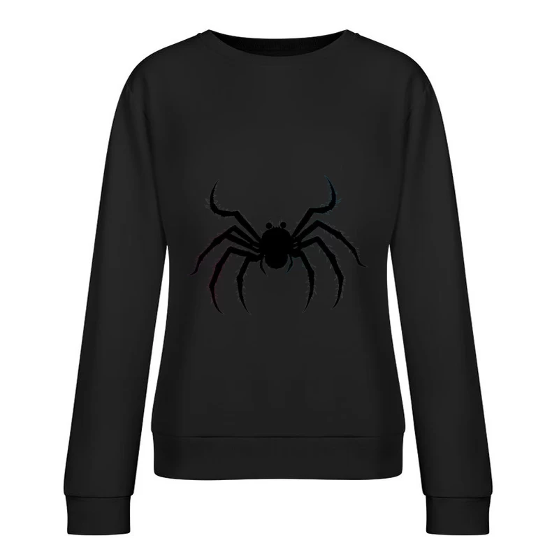 Menacing Spider Silhouette in Black Female Pullover Sweatshirt