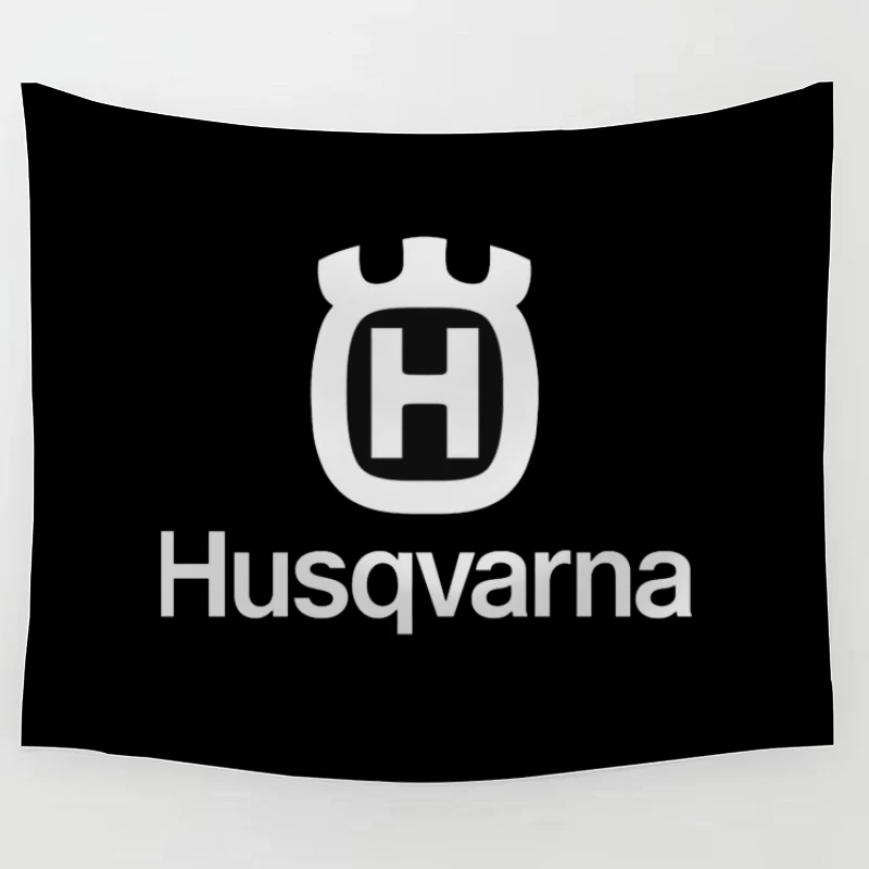 Husqvarna Brand Logo in Black and White Tapestry