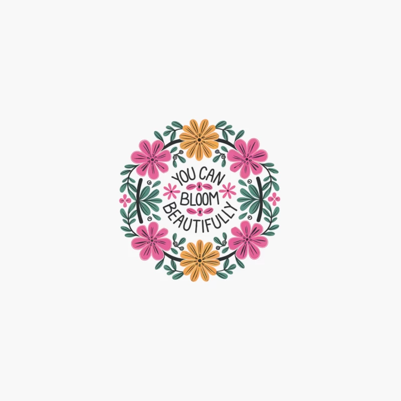 Motivational Floral Wreath: You Can Bloom Beautifully Cotton Tote Bag