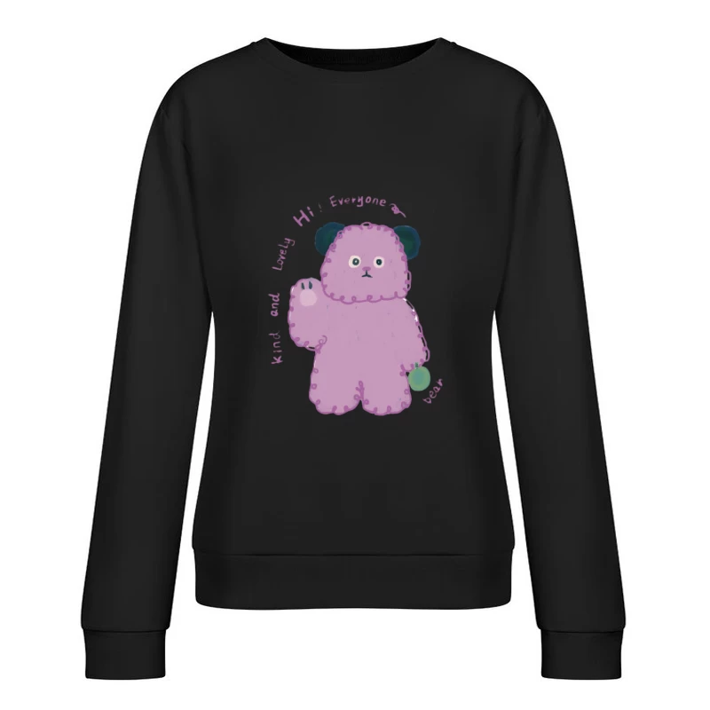 Ours violet amical avec pomme Femme Sweat-shirt à enfiler
