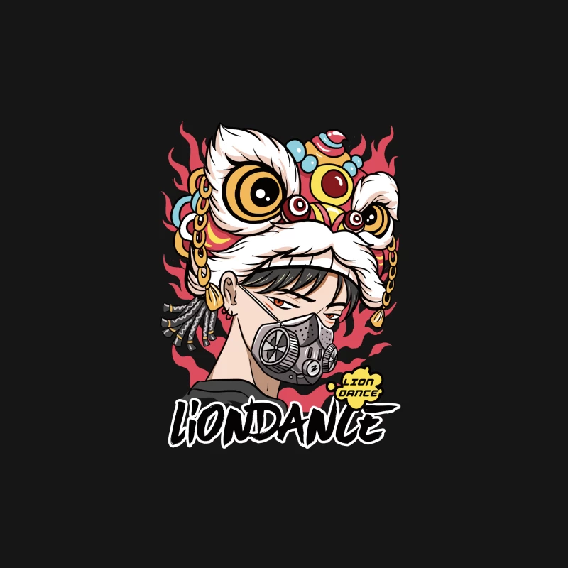 Moderner Löwentanz mit Maske Herren T-Shirt