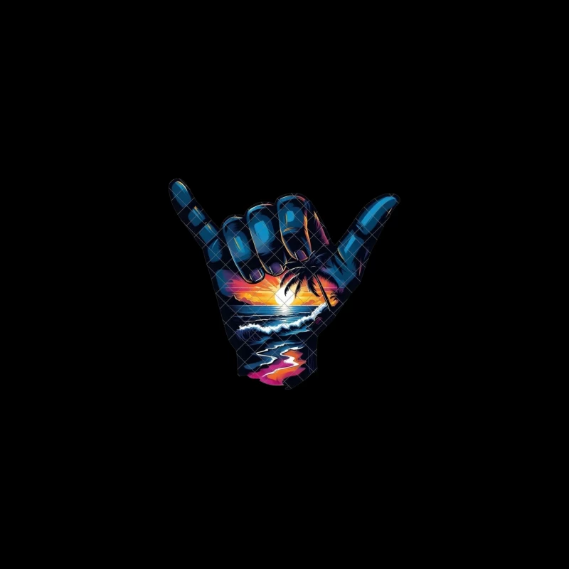 Shaka Sign with Tropical Sunset and Ocean Scene Coffee Mug