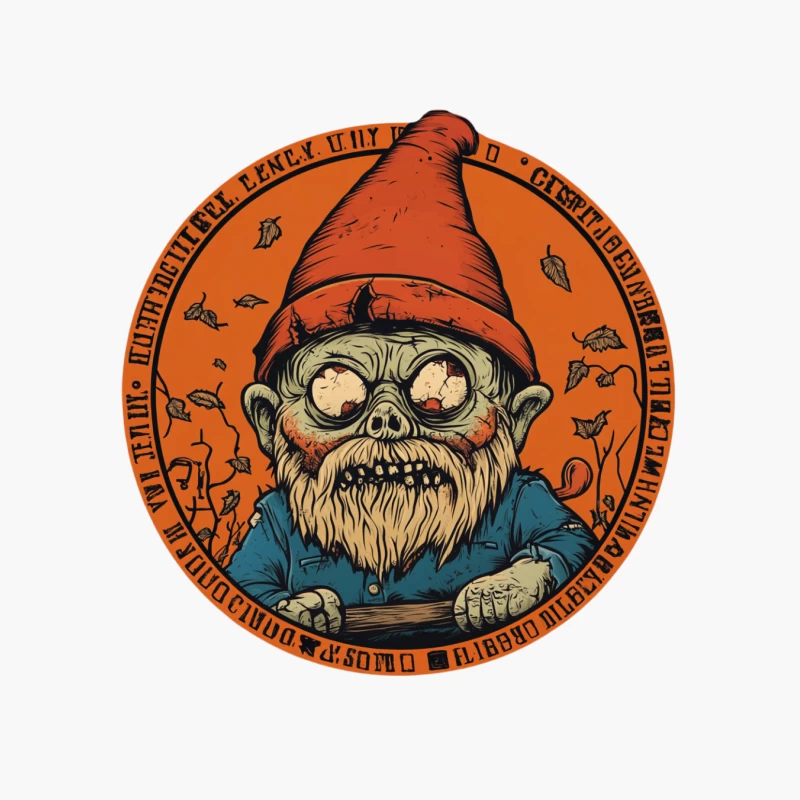 Creepy Halloween Zombie Gnome Circular Illustration Cotton Tote Bag