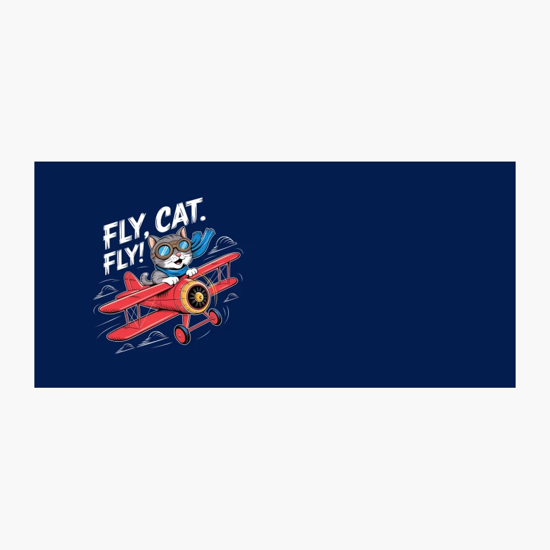 Adventure Cartoon Cat Flying Red Biplane Coffee Mug