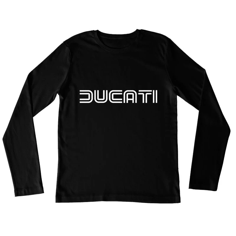 Minimalist Ducati Logo Design in White Female Long Sleeve T-Shirt