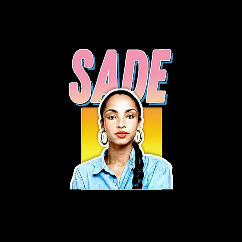 Stylized Pop Art Portrait with Pink "SADE" Text Throw Pillow