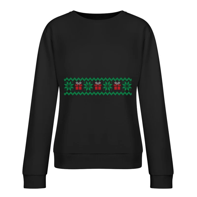 Motif de Noël avec cadeaux et flocons de neige Femme Sweat-shirt à enfiler