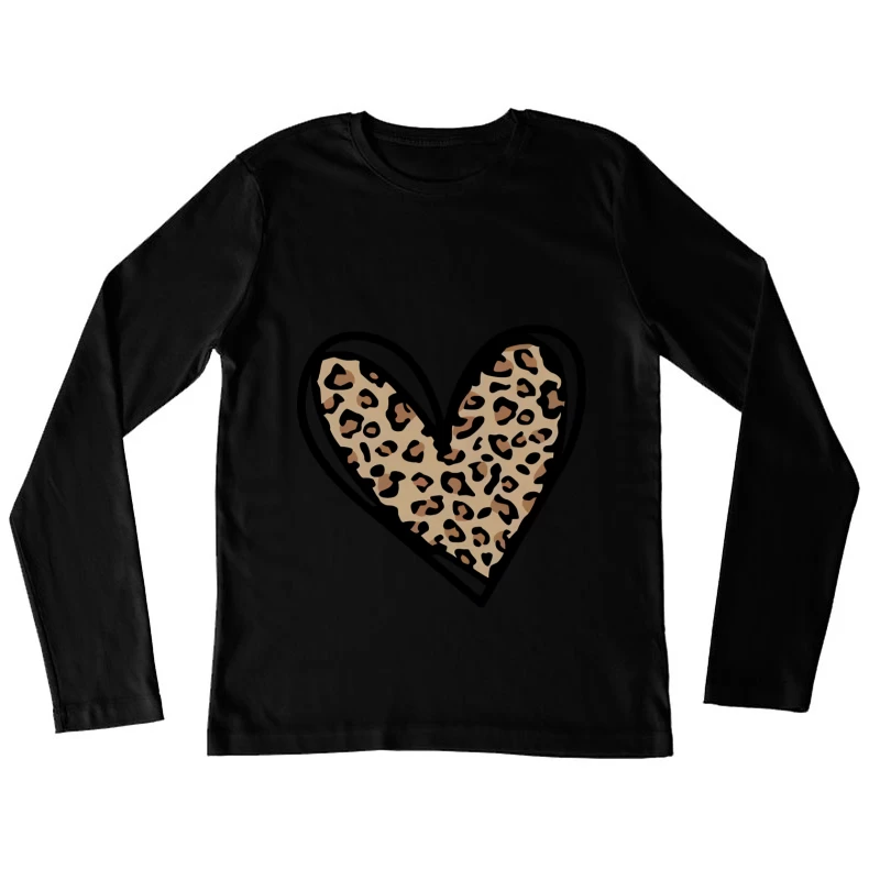 Leopardenmuster Herz Damen Langarm T-Shirt