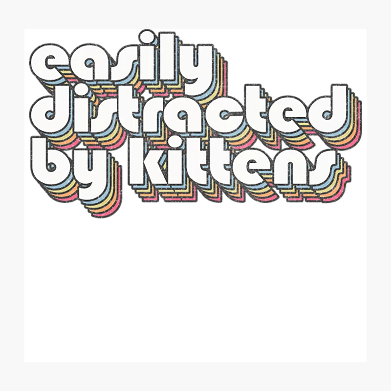 Easily Distracted By Kittens  Cat Lover Typography Design Throw Pillow