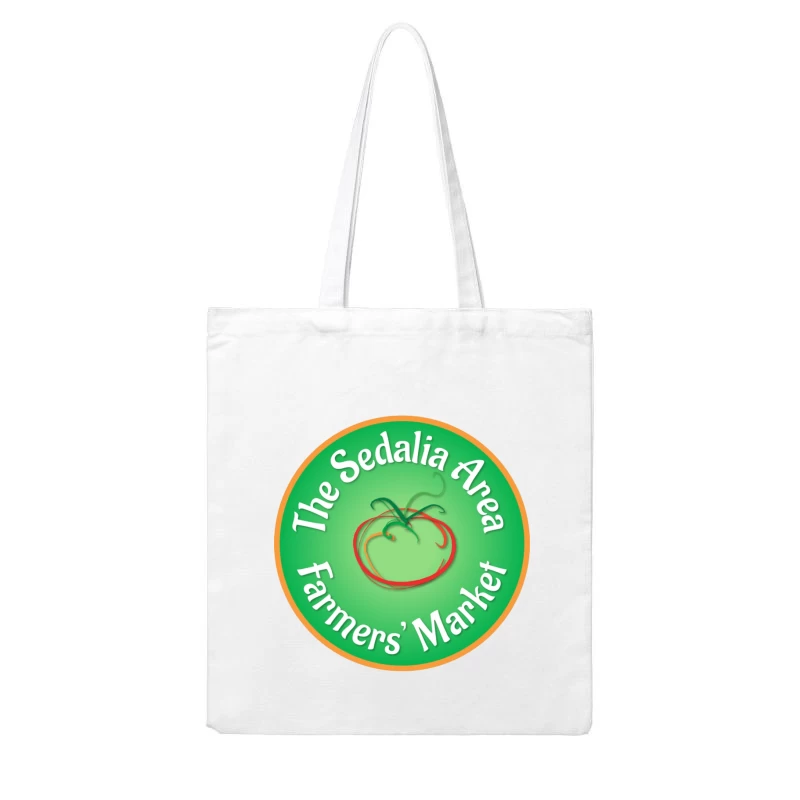 Sedalia Area Farmers' Market Circular Green Logo with Tomato Design Cotton Tote Bag