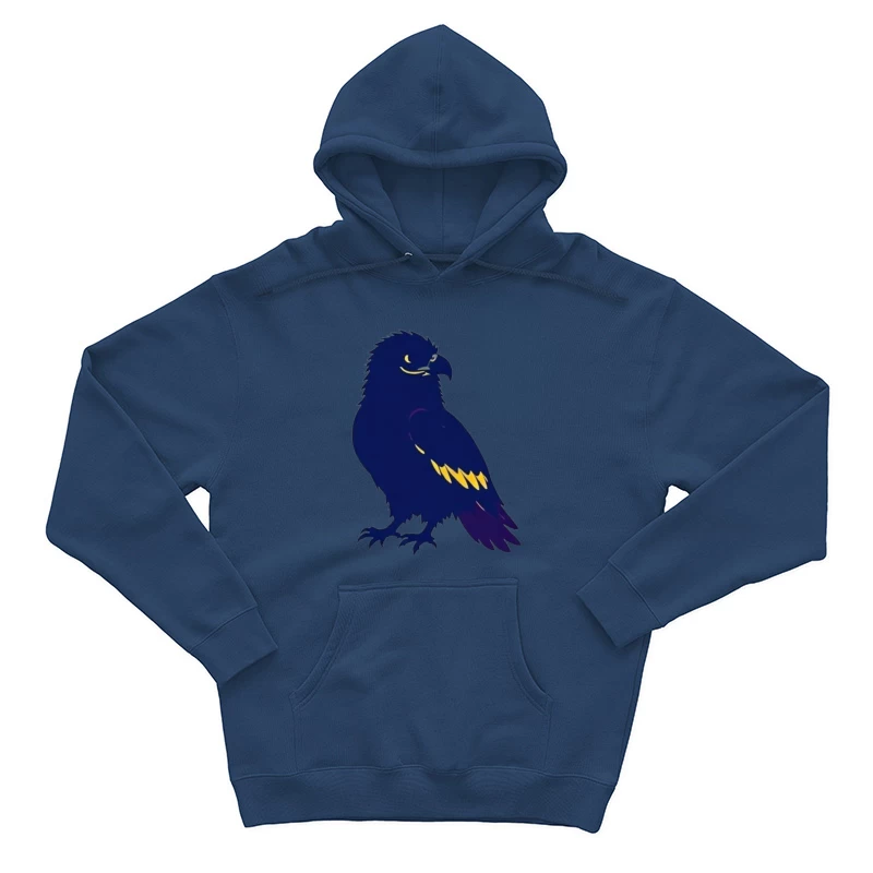 Stylized Navy Blue Raven Mascot Illustration Male Pullover Hoodie