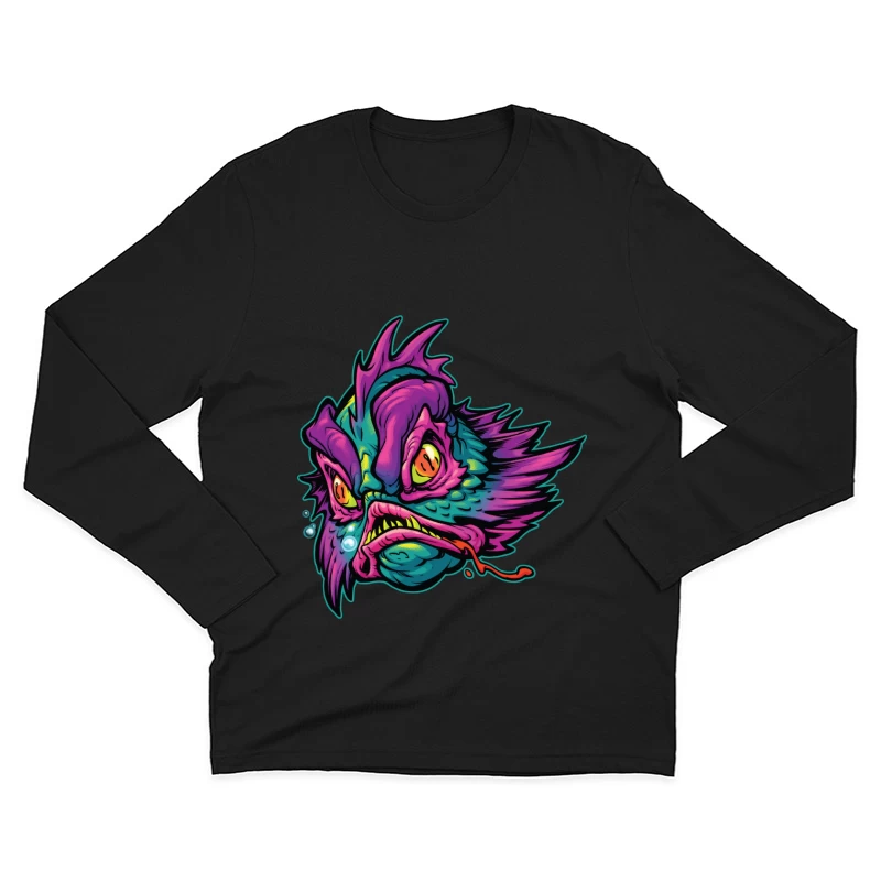 Grotesque Colorful Fish Monster Illustration Male Long Sleeve T-Shirt