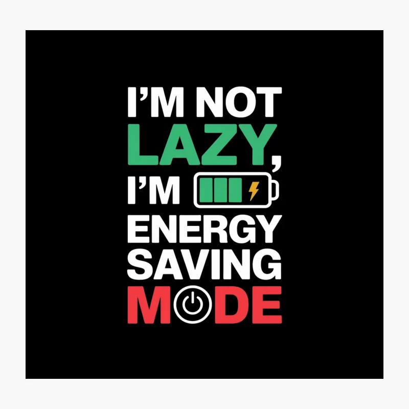 Lazy Mode: Low Energy Typography Throw Pillow