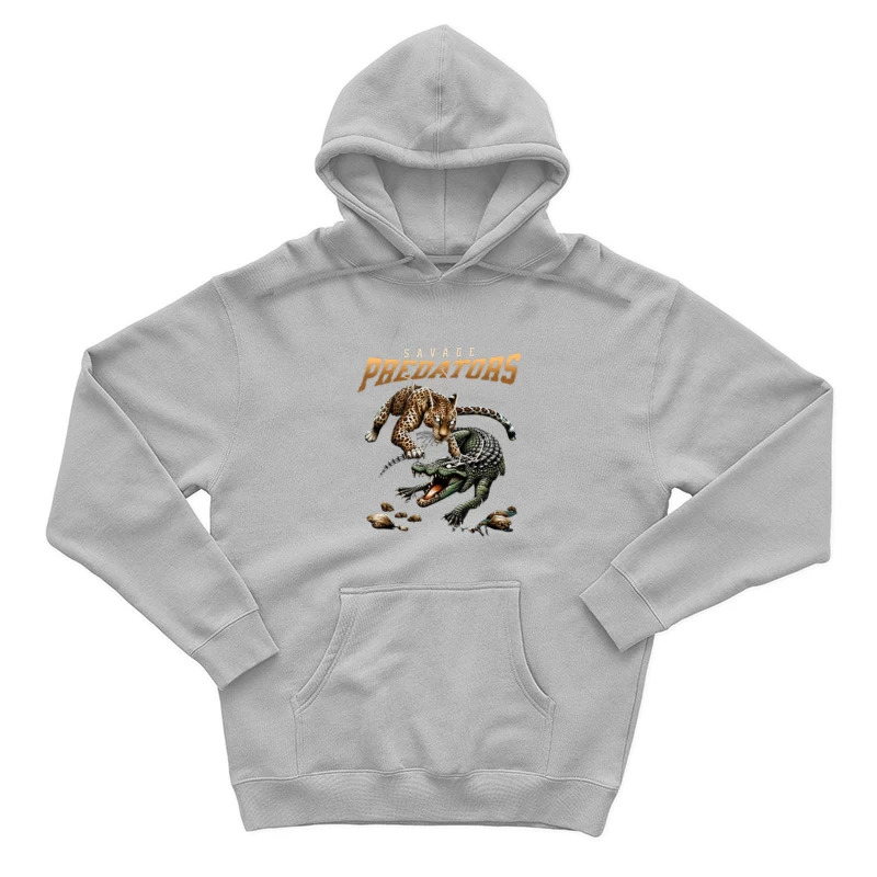 Savage Predators: Jaguar vs Crocodile Battle Art Male Pullover Hoodie