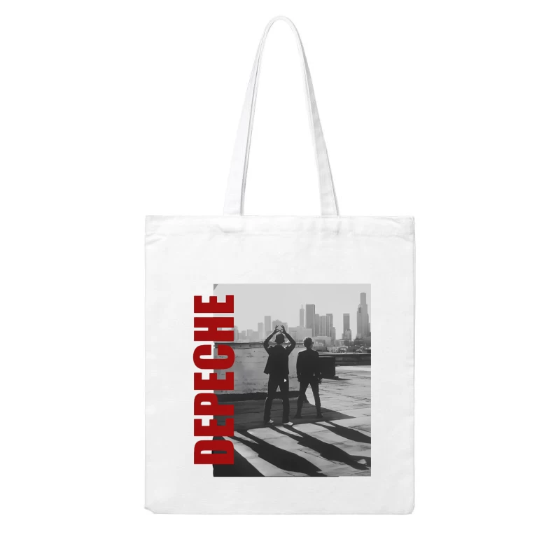 Depeche Mode Silhouettes Against City Skyline Cotton Tote Bag