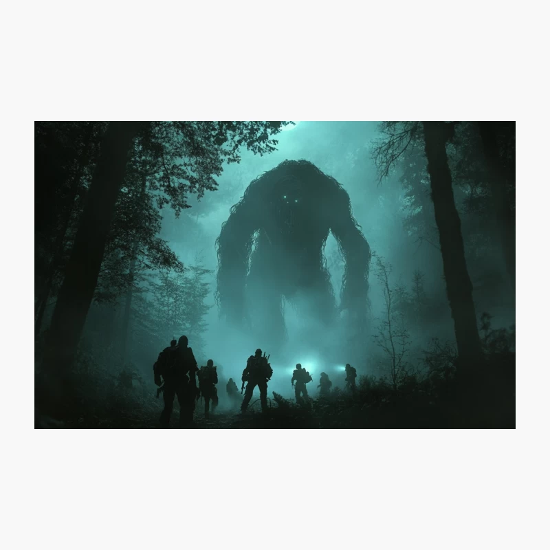 Mysterious Monster Encounter in Eerie Forest Travel Mug