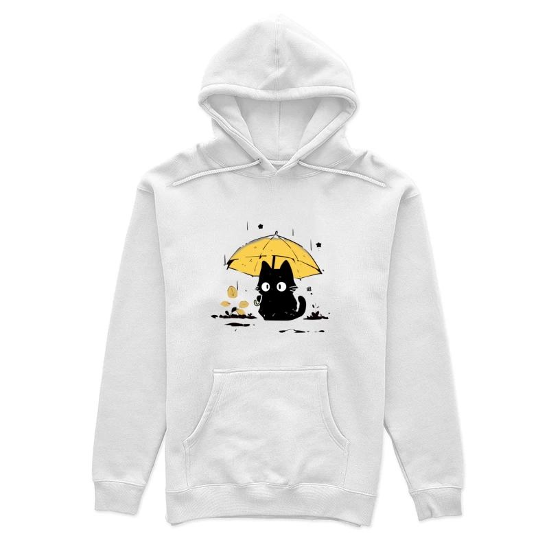 Schwarze Katze mit Regenschirm im Regen Damen Pullover Hoodie