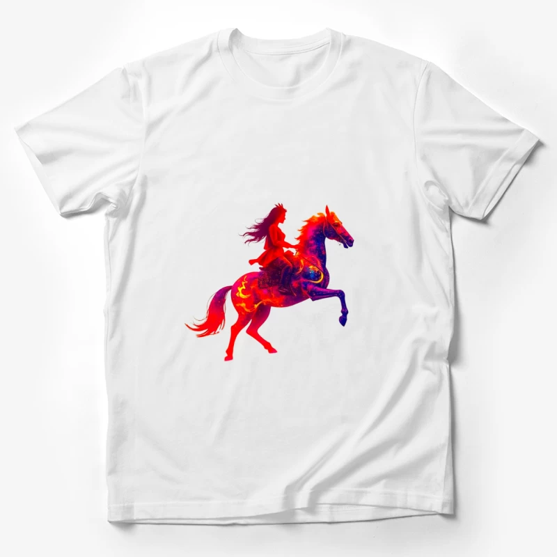 Mystical Red Horse and Rider Silhouette Fantasy Art Male T-Shirt