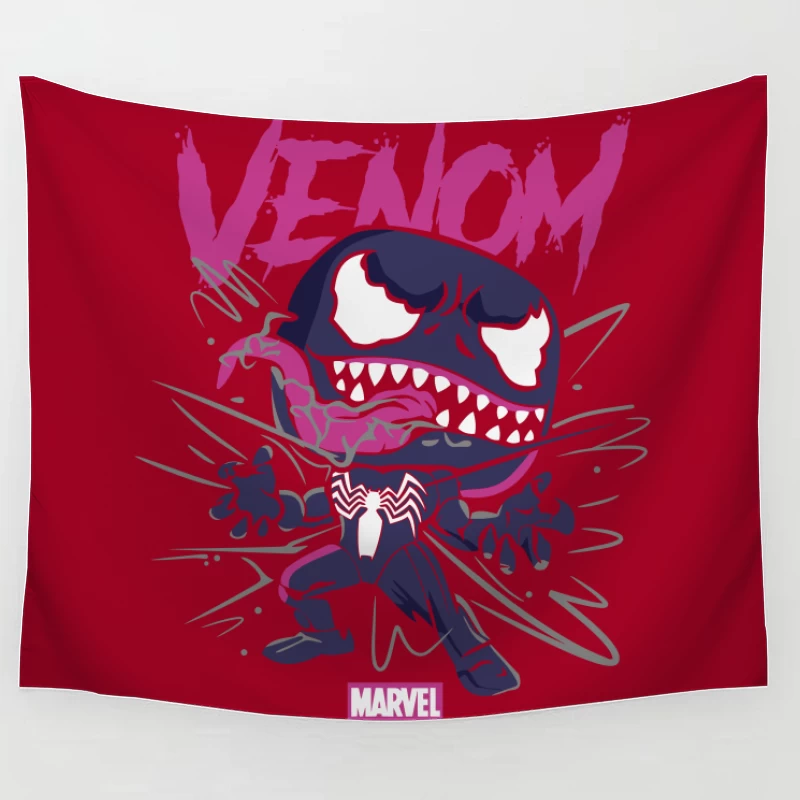 Cartoon Venom Character Illustration Tapestry