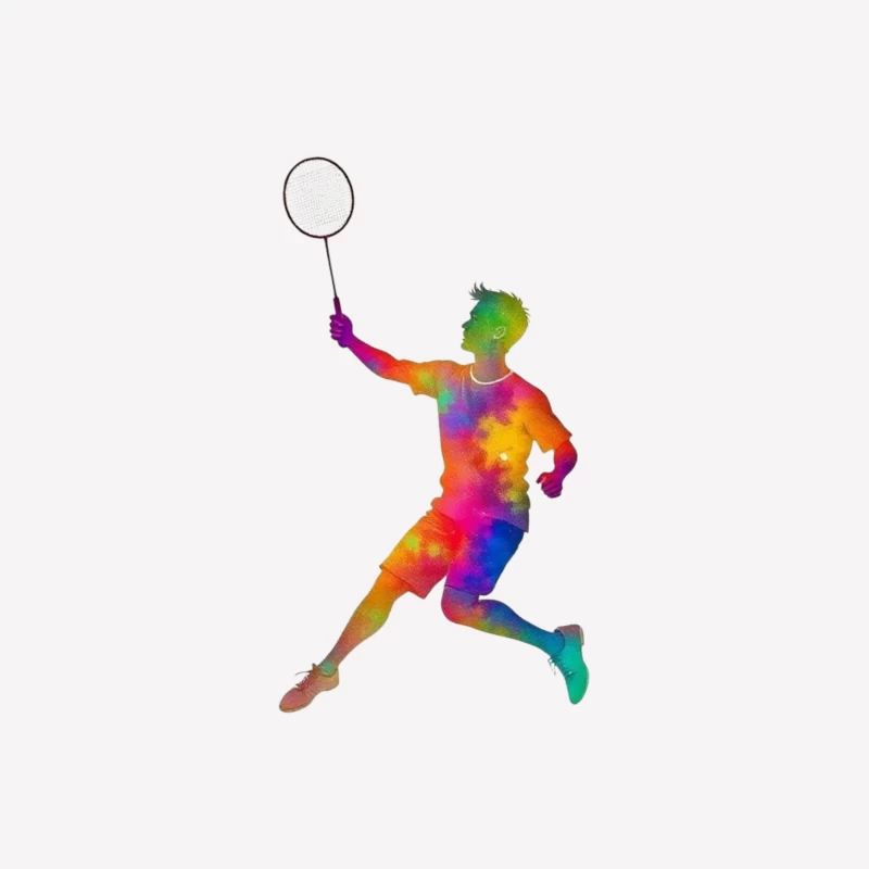 Colorful Badminton Player in Action Female T-Shirt