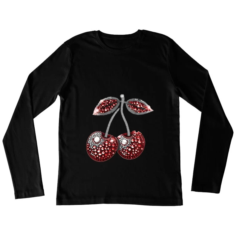 Funkelndes Kirschen-Design mit Juwelen Damen Langarm T-Shirt