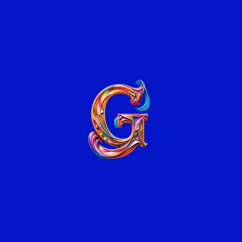 Colorful 3D Typography: Decorative Letter G with Swirling Gradient Pattern Desk Mat