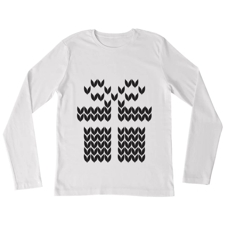 Motif de feuilles symétriques Femme Manches Longues T-Shirt