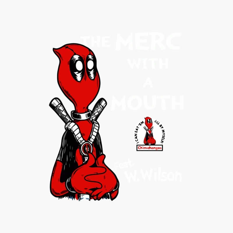 Chibi Deadpool: Marvel's Quirky Superhero in Cartoon Style Cotton Tote Bag