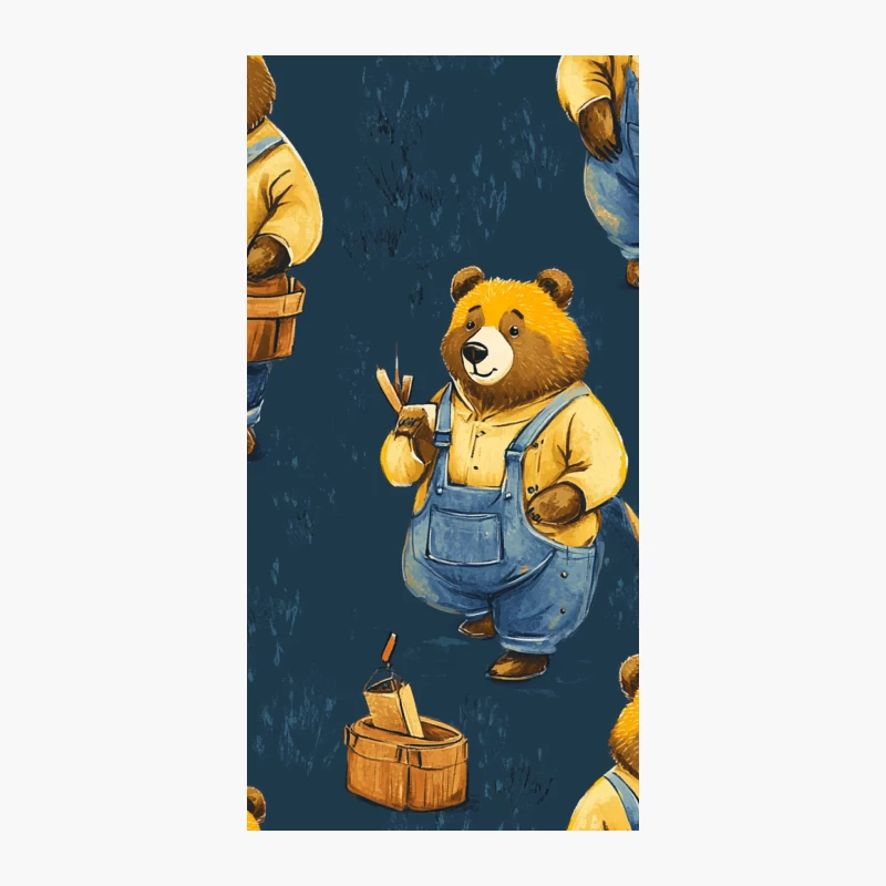 Cute Carpenter Bears: A Whimsical Woodworking Pattern iPhone Case
