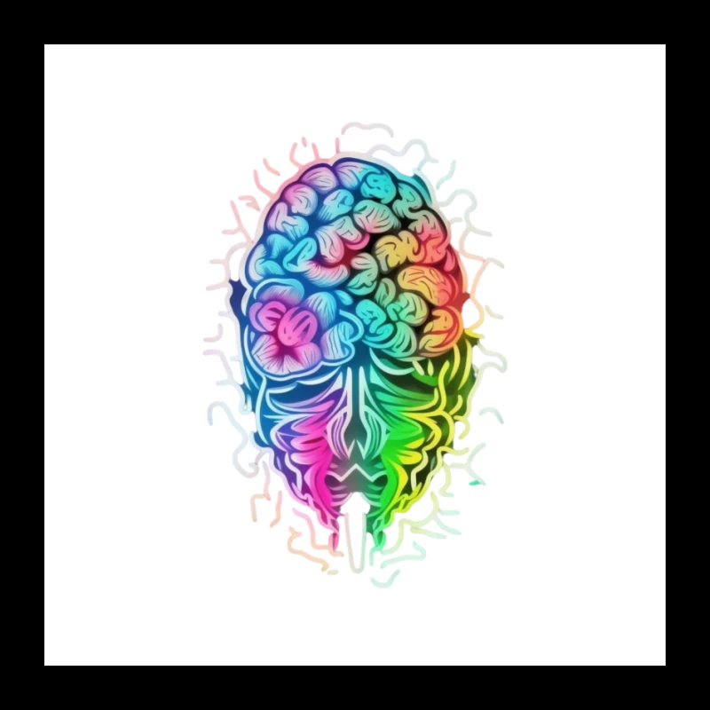 Rainbow Psychedelic Brain Illustration Pin