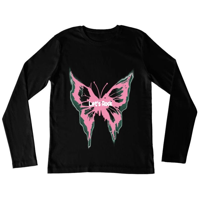 Schmetterling Rock Design Damen Langarm T-Shirt