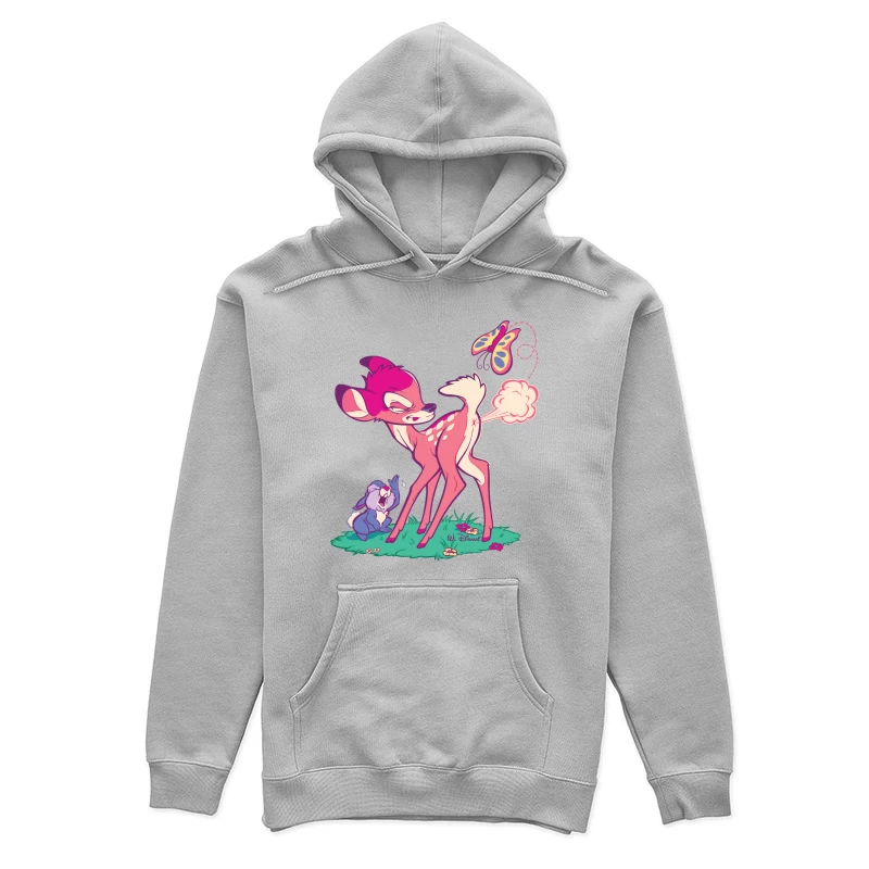 Cute Cartoon Deer with Butterfly Female Pullover Hoodie