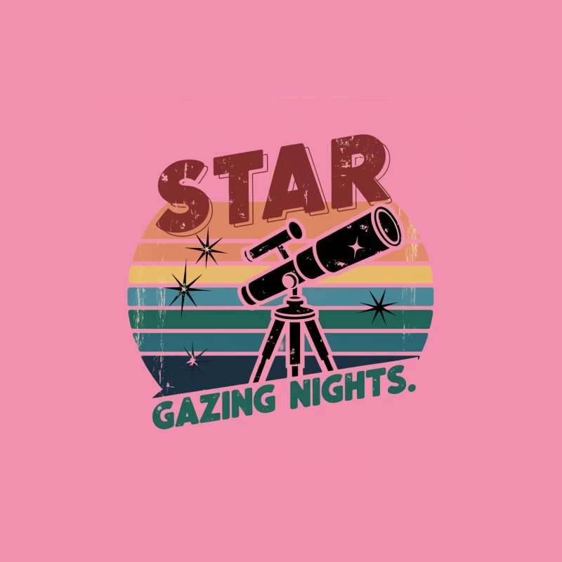 Retro Star Gazing Nights with Telescope Female T-Shirt
