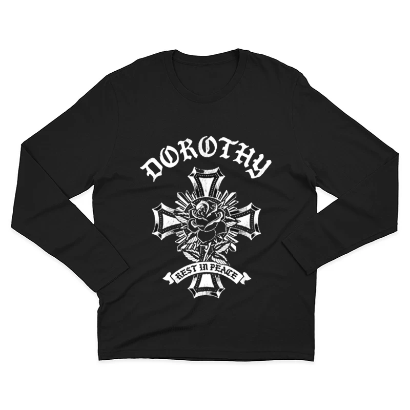 Gothic Memorial Cross with Rose and "Rest in Peace" Inscription Male Long Sleeve T-Shirt