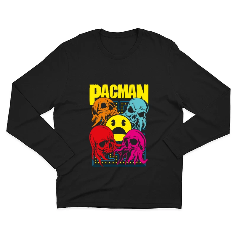 Pac-Man Skull Design Male Long Sleeve T-Shirt