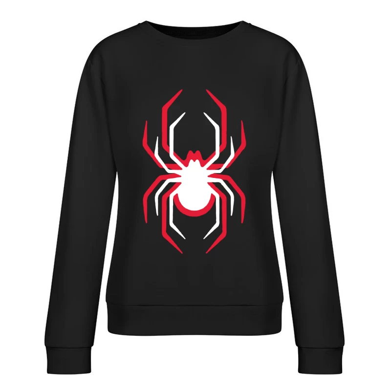 Weißes und rotes Spinnensymbol Damen Pullover Sweatshirt