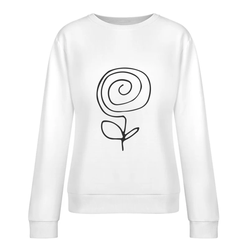 Fleur Stylisée en Spirale Noire Femme Sweat-shirt à enfiler